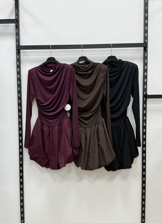 VESTITO A MANICHE LUNGHE GONNA A BOCCIOLO