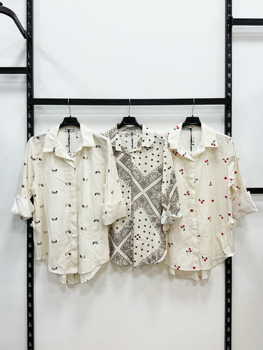 CAMICIA 100% DI COTONE A FANTASIA