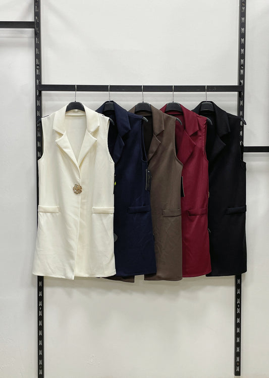 GILET LUNGO CON BOTTONE FORMA ROSA