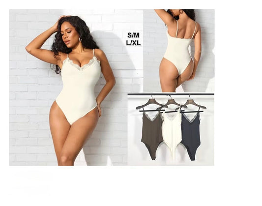 BODY A BRETELLE REGOLABILI CON PIZZO