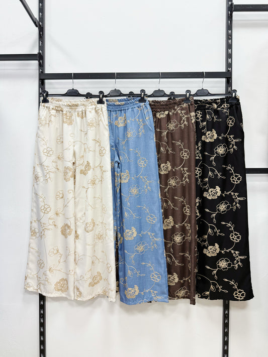 PANTALONE A PALAZZO CON RICAMATO