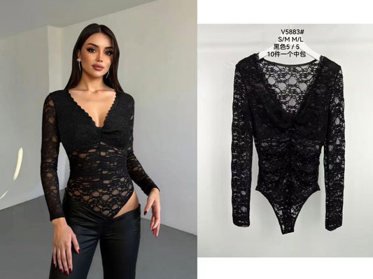 BODY IN PIZZO A MANICHE LUNGHE
