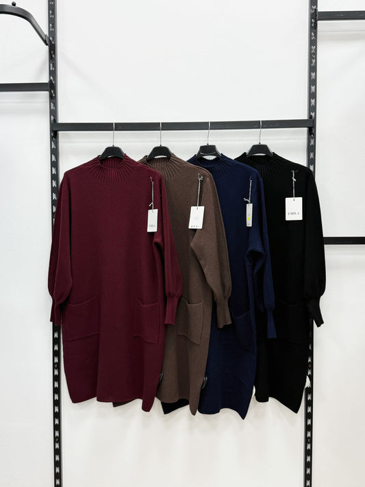 VESTITO DI MAGLIERIA MANICHE BALLON CON DIE TASCHE