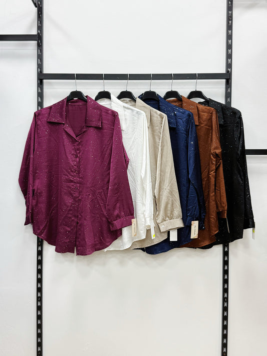 CAMICIA CON PAILLETTES DI RASO TAGLIA CURVY