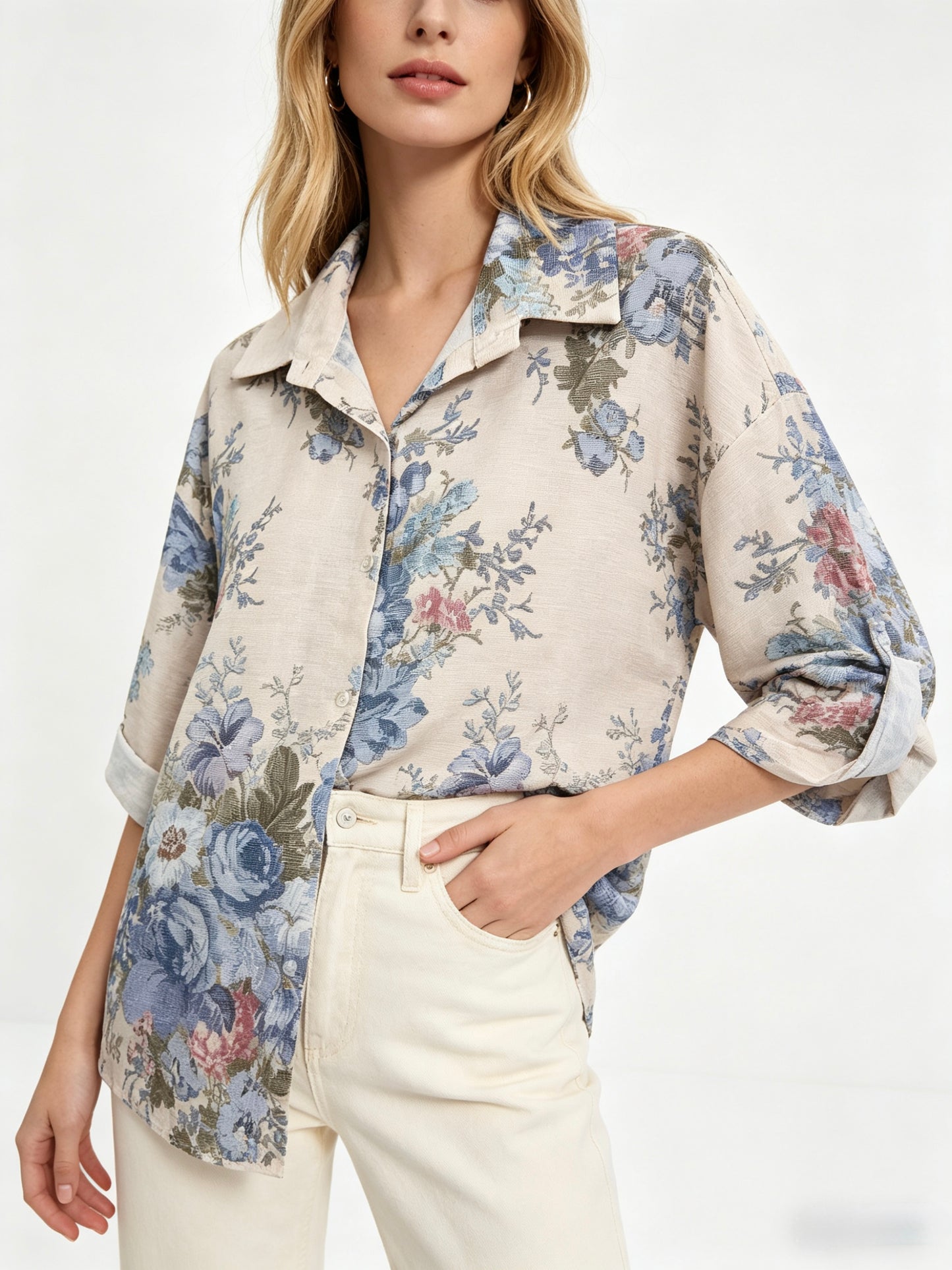 CAMICIA FLOREALE A MANICHE LUNGHE