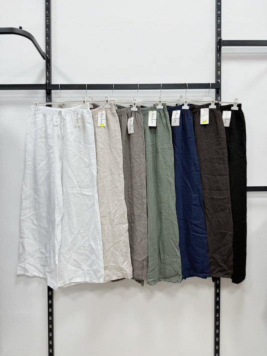 PANTALONE A GAMBE LARGHE E DRITTA 100% DI LINO