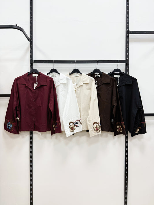 CAMICIA COTONE A MANICHE RICAMATI