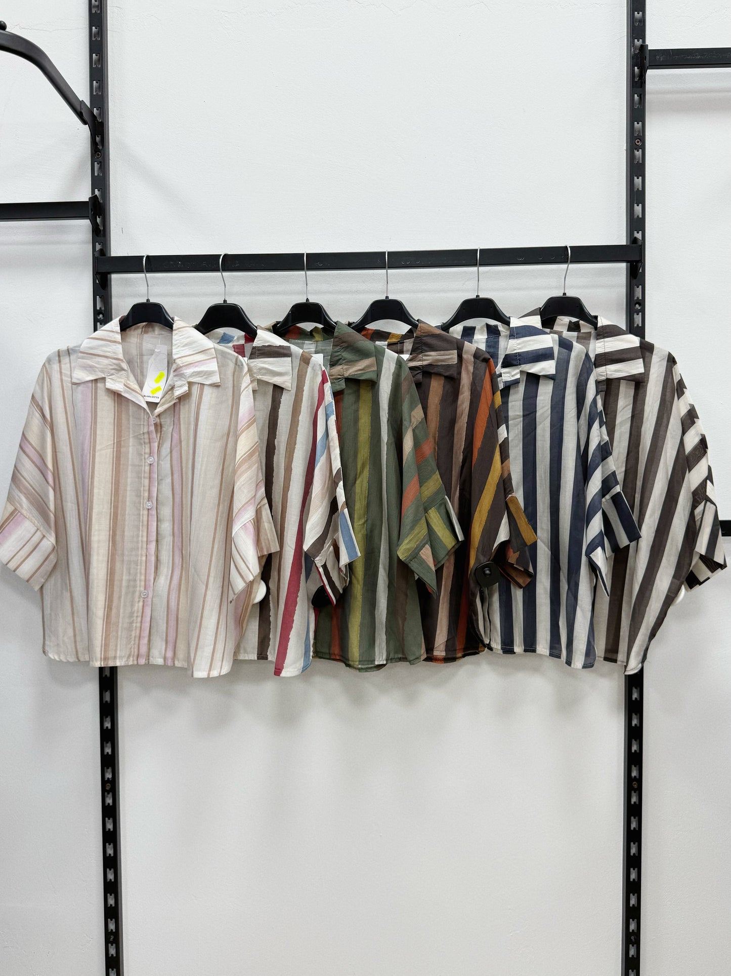 CAMICIA DI TENCEL A RIGHE E POIS