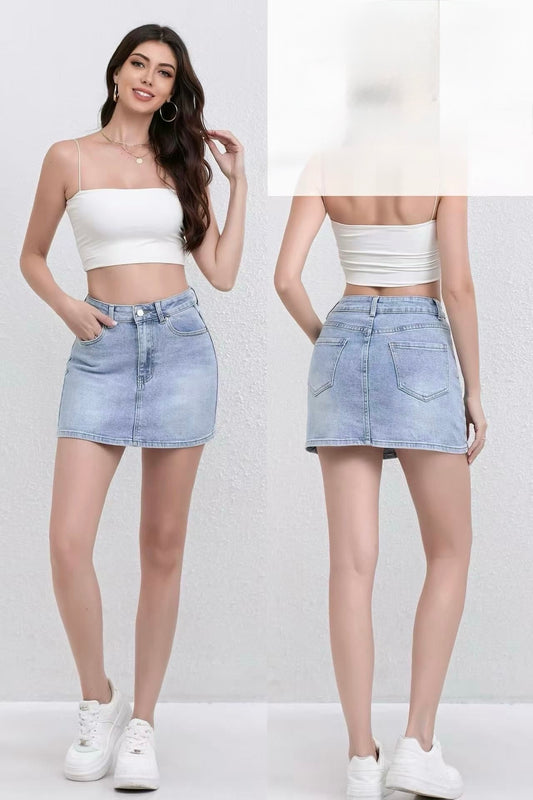 MINI GONNA DI JEANS LAVAGGIO CHIARO