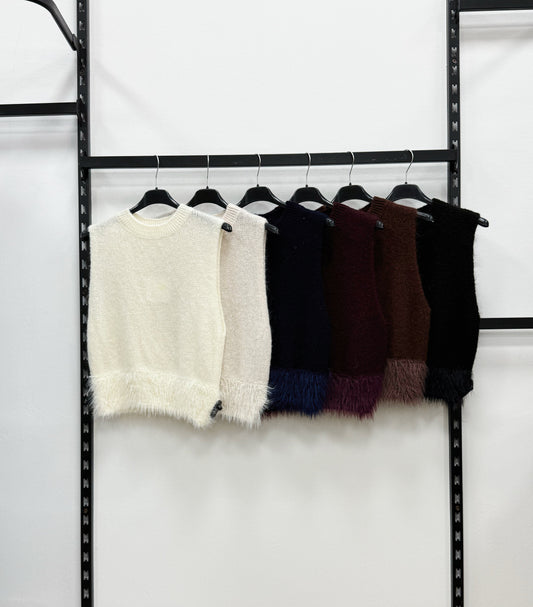 GILET MAGLIERIA CON PIUME