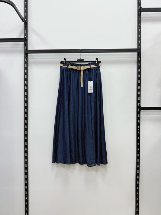 GONNA DI JEANS LUNGO SOPRA CAVIGLIA CON CUINTURA