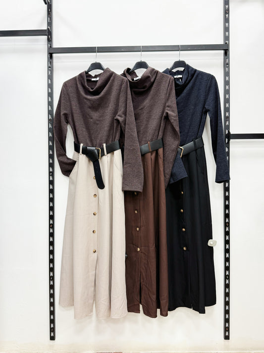 VESTITO LUNGO CON CINTURA