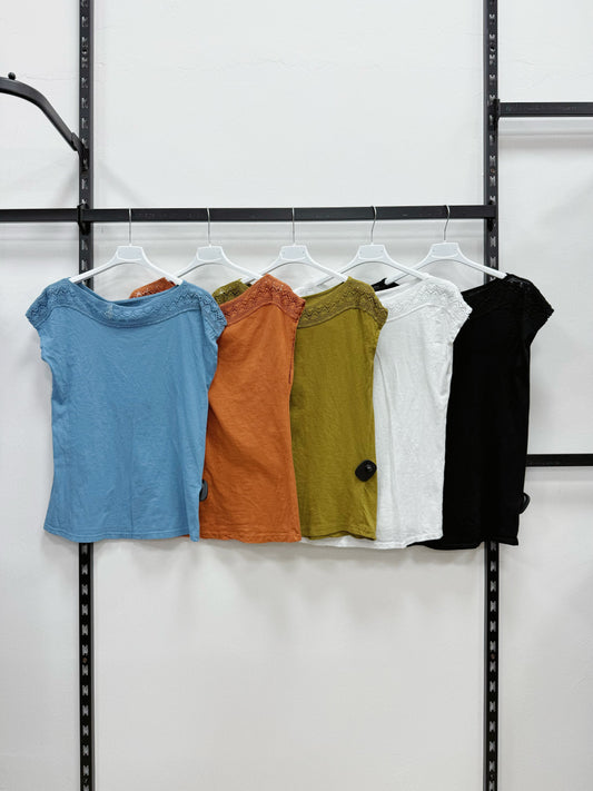 T-SHIRT 100% DI COTONE CON PIZZO
