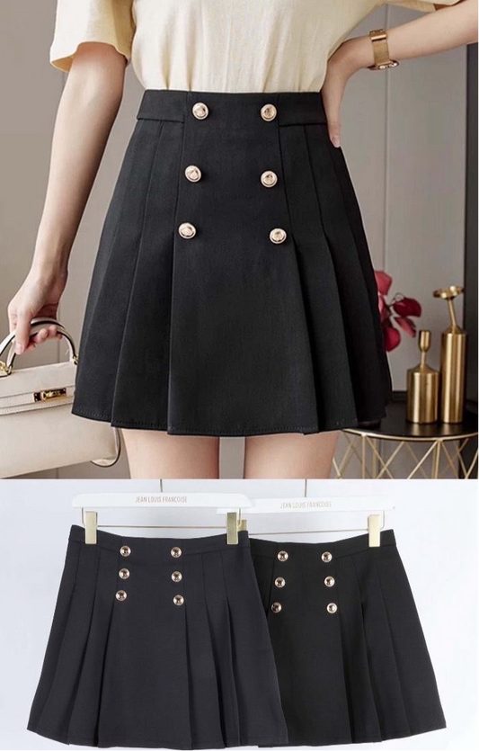 SHORT A GONNA CON BOTTONE DORATO