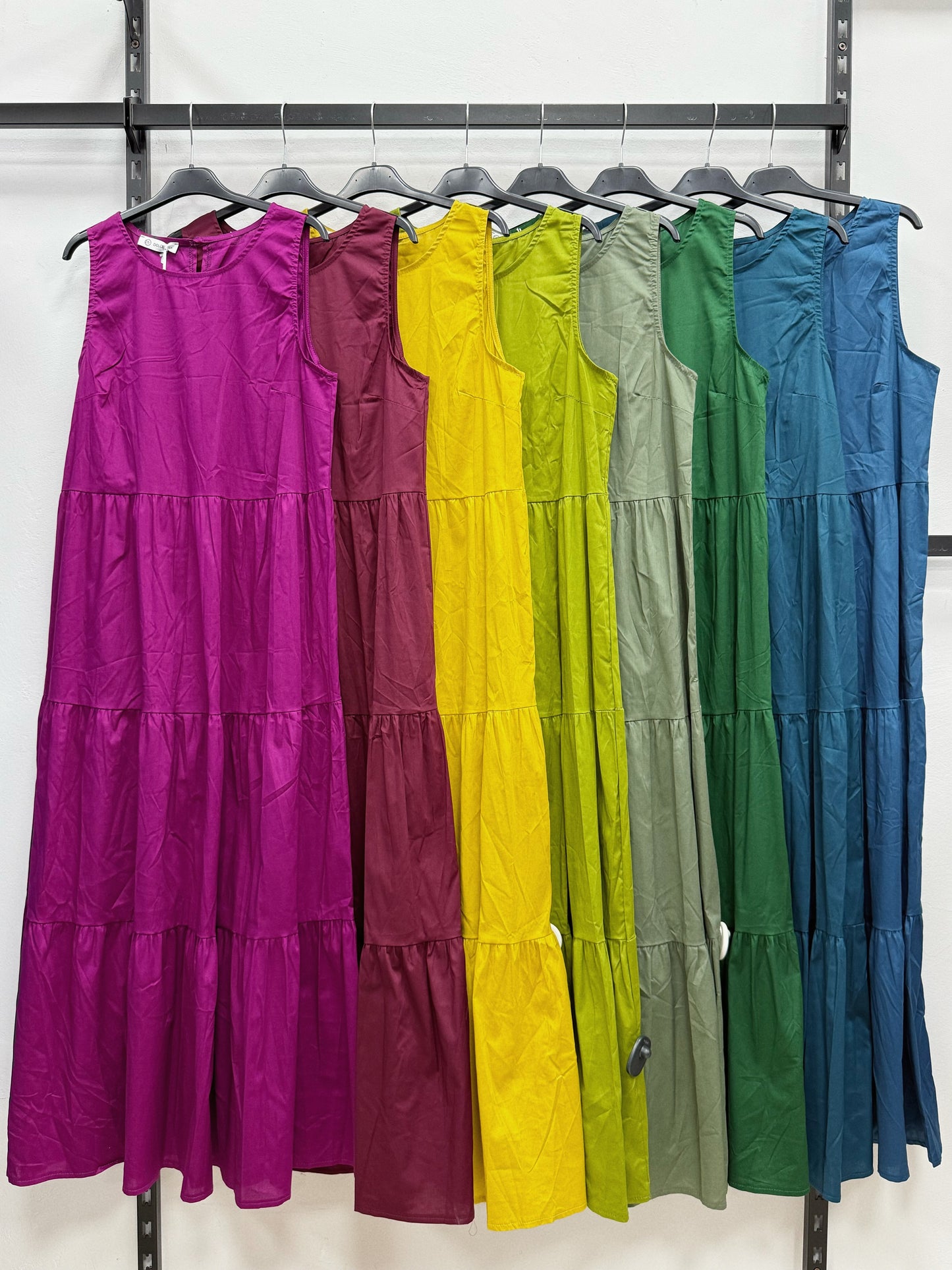 VESTITO LUNGO 100% DI COTONE A BALZE