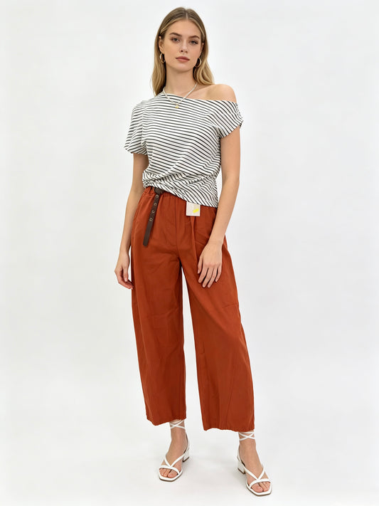 PANTALONE A BALLOON A ELASTICO IN VITA CON CINTURA