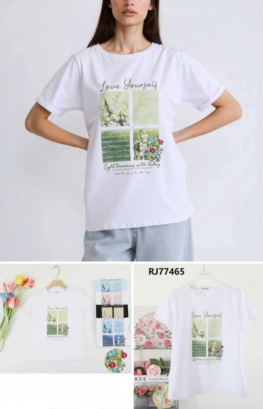 T-SHIRT CON STAMPA E RICAMATA