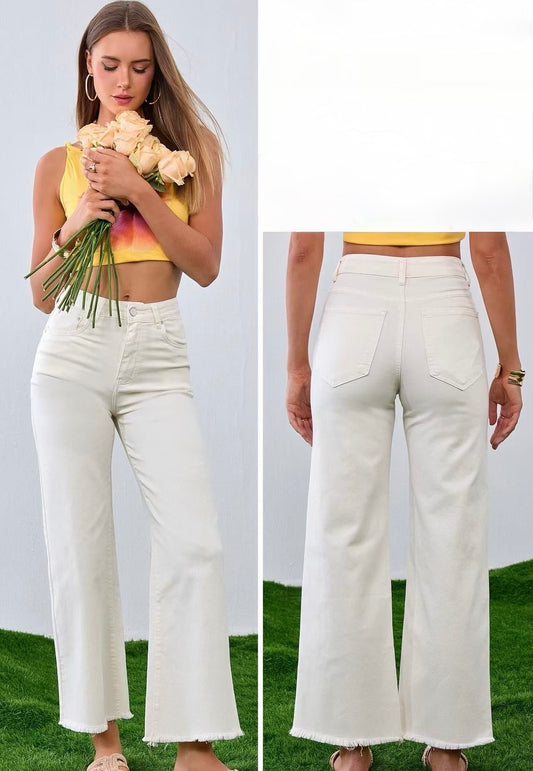 JEANS A PALAZZO CON FRANGETTE