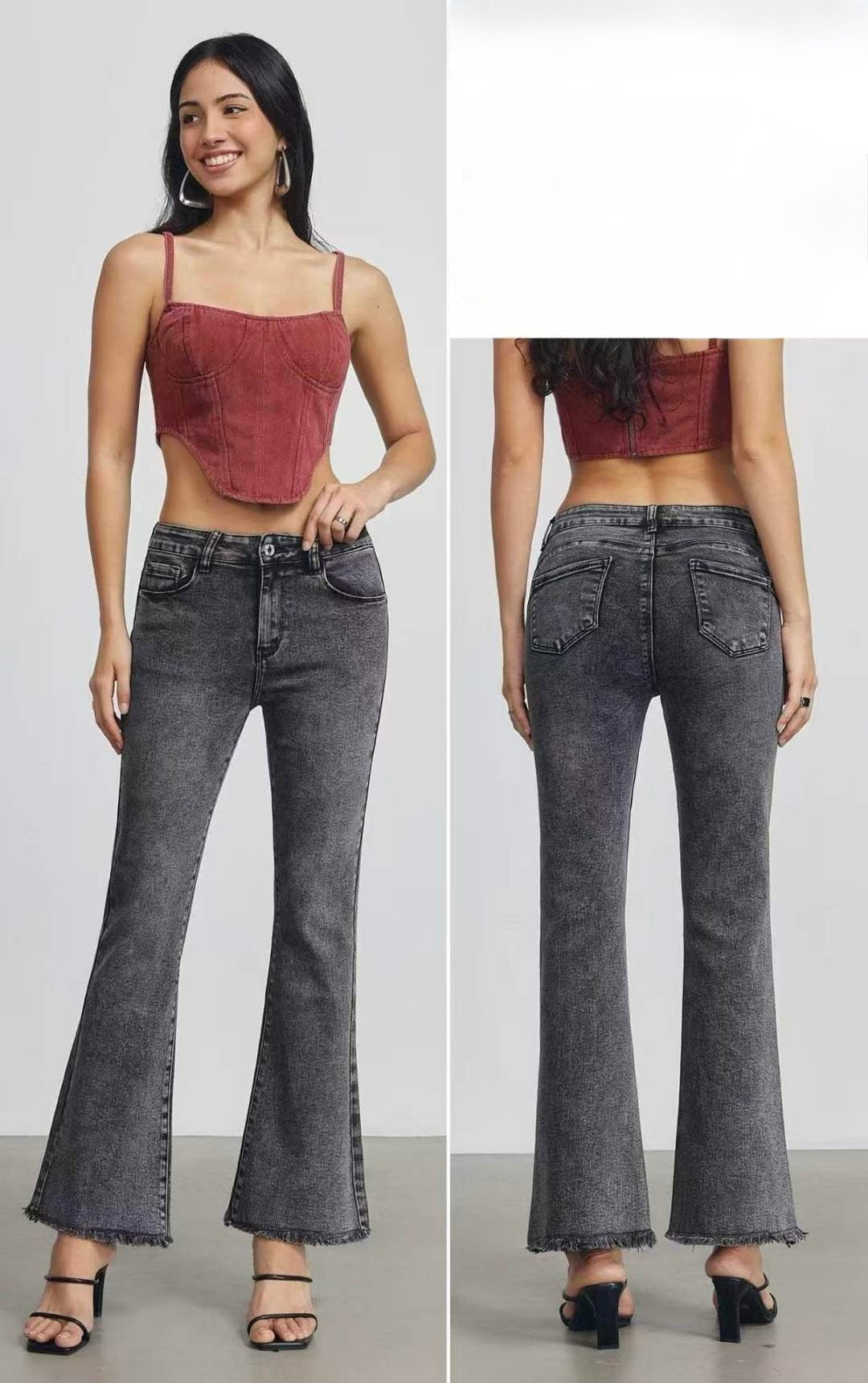 JEANS A ZAMPETTA A FRANGETTA LAVAGGIO GRIGIO