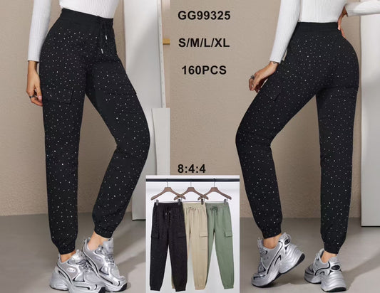 PANTALONE CON TASCHE CON BRILLANTINI