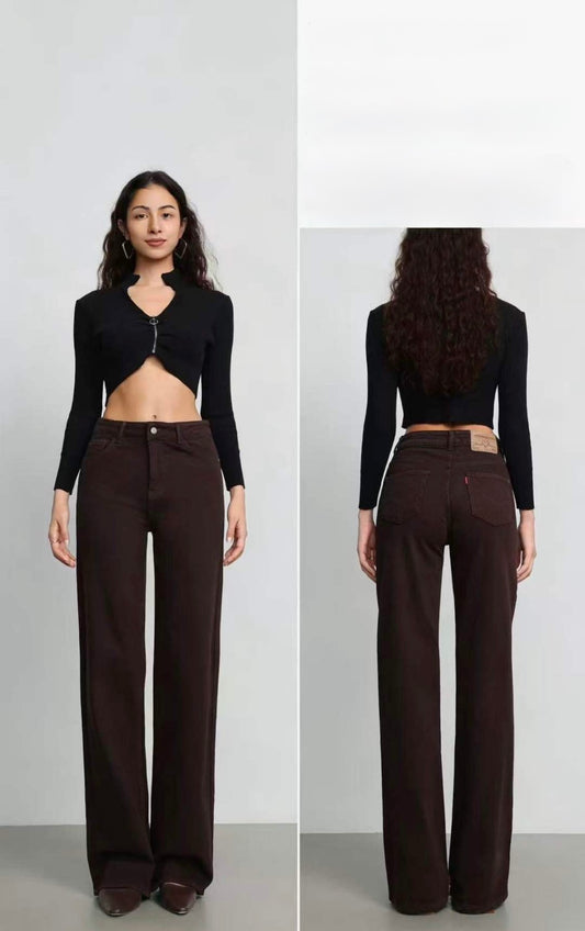 JEANS WIDE LEG MARRONE TAGLIA CURVY