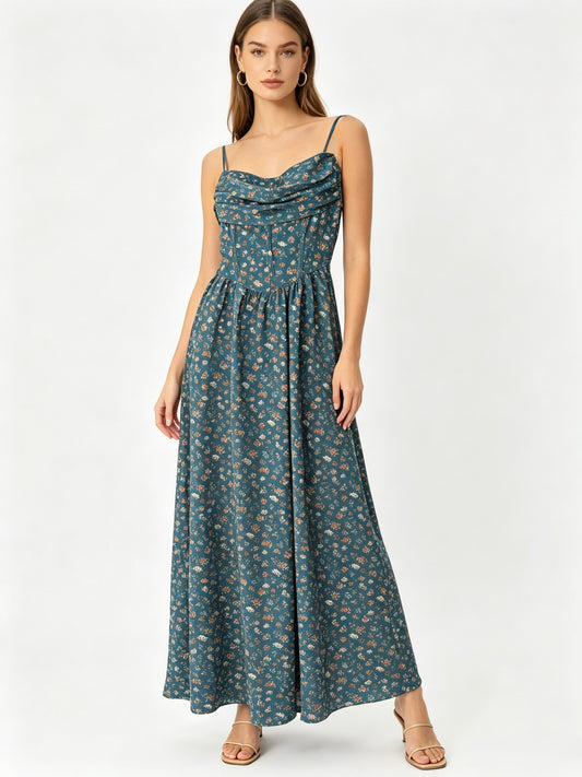 VESTITO LUNGO A BRETELLE REGOLABILI FLOREALE