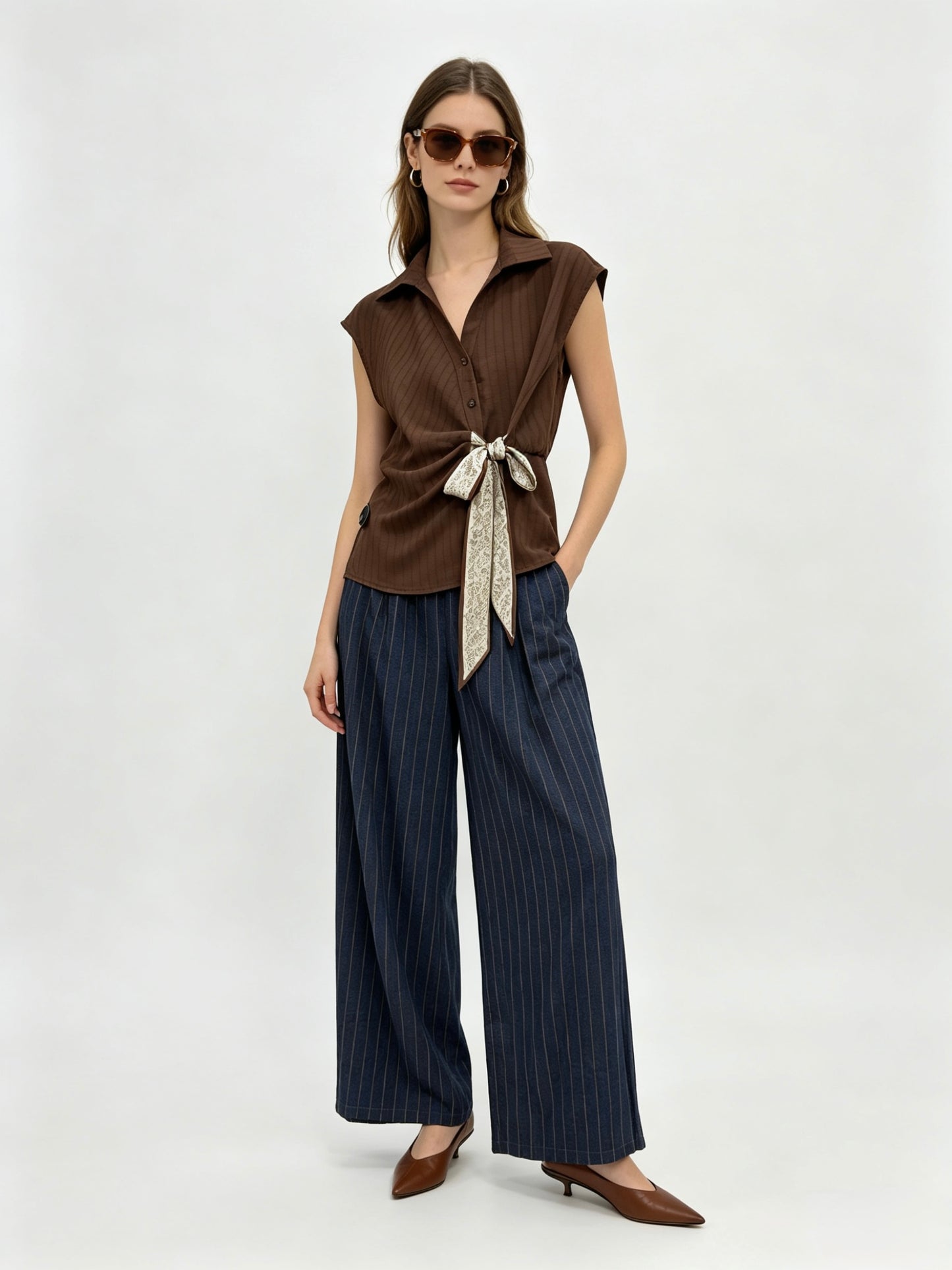 CAMICIA SMANICATE CON LACCI DI FOULARD