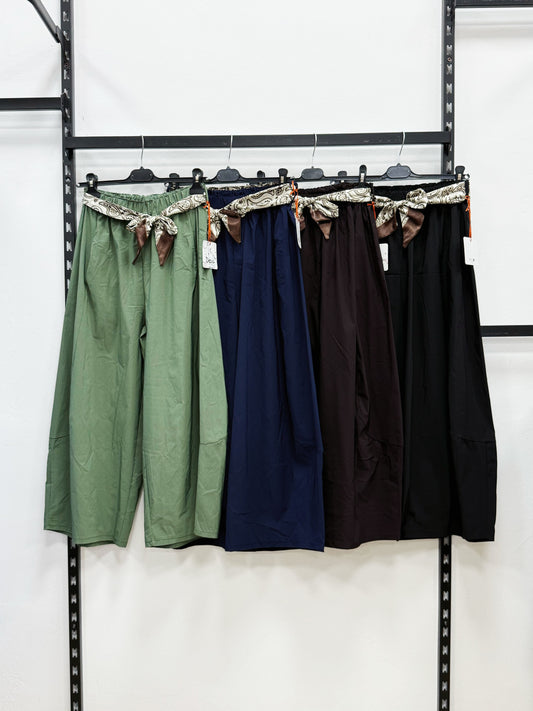 PANTALONE A BALLOON CON CINTURA DI RASO IN FANTASIA