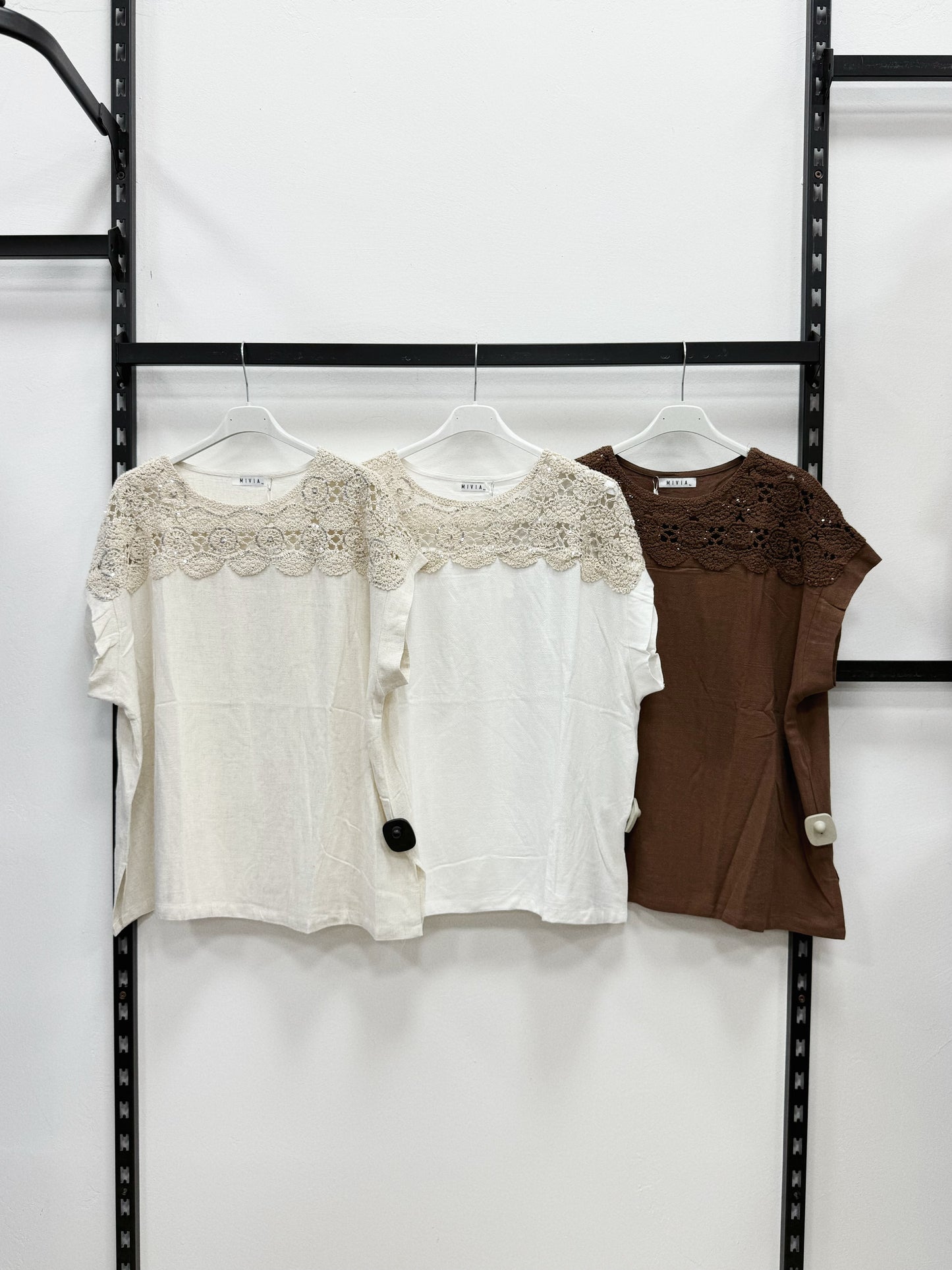 T-SHIRT CON PIZZO SANGALLO TAGLIA CURVY