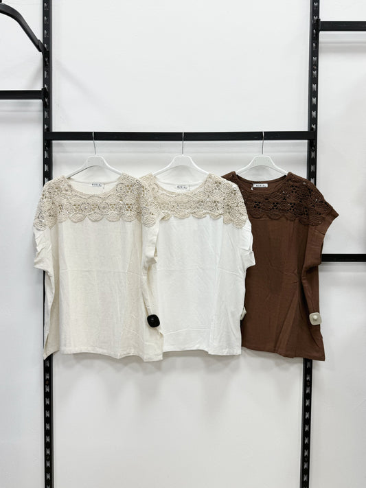 T-SHIRT CON PIZZO SANGALLO TAGLIA CURVY
