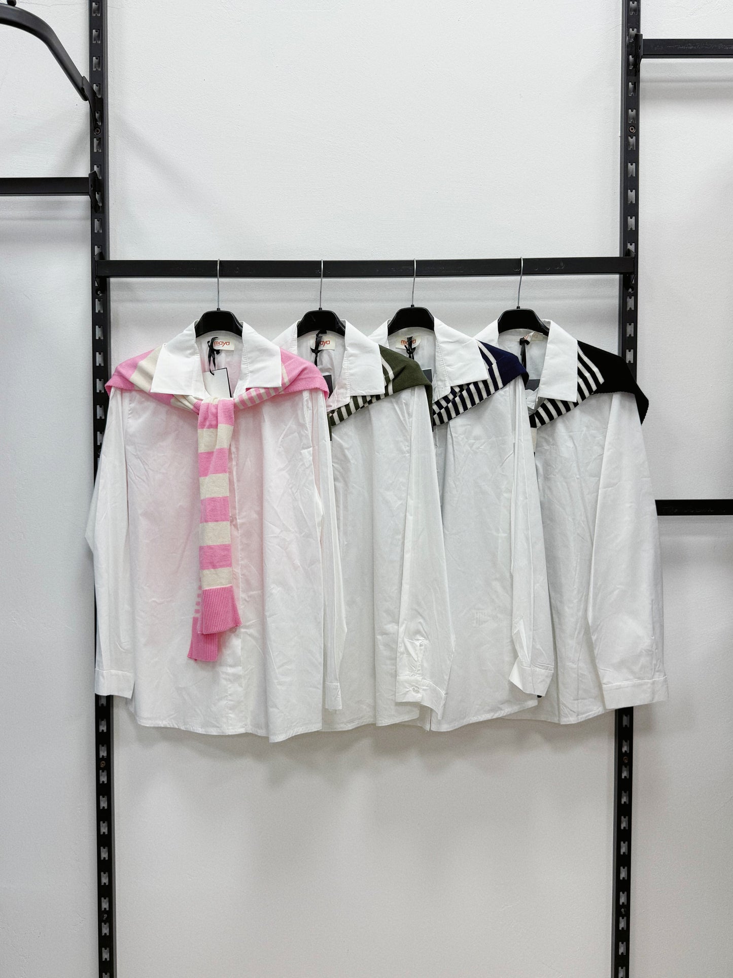 CAMICIA OVERSIZE CON PONCHO A RIGHE DI VISCOSA