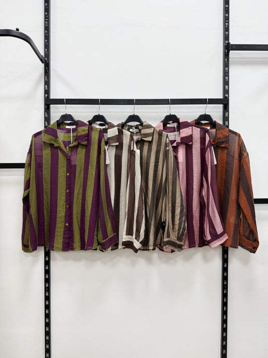 CAMICIA TENCEL A RIGHE