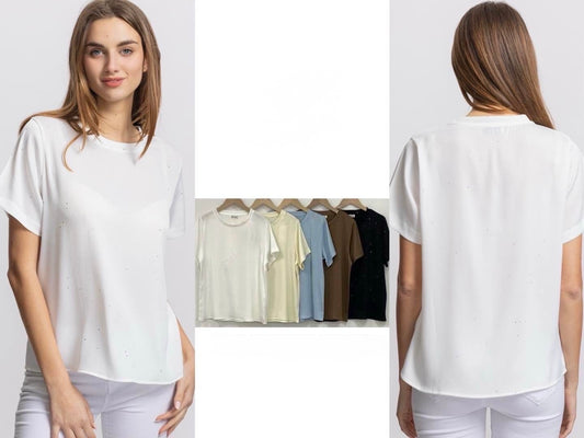 T-SHIRT DI RASO CON PAILLETTES