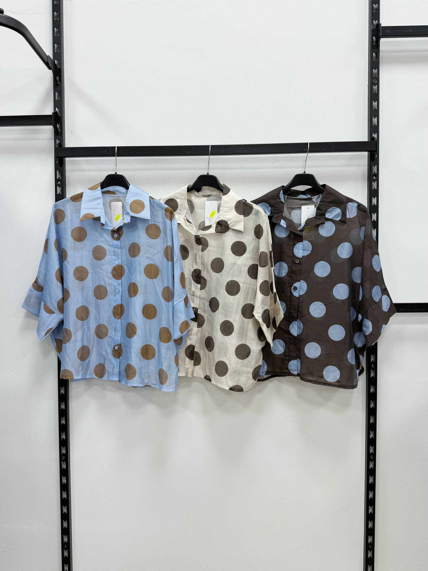 CAMICIA DI TENCEL A RIGHE E POIS