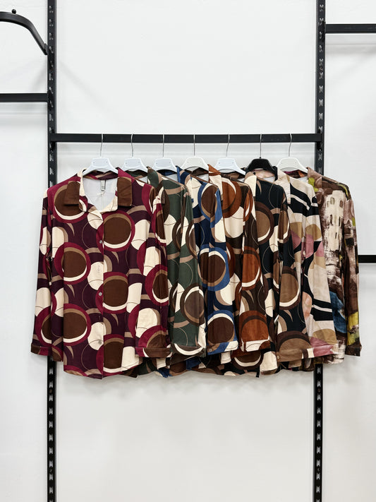 CAMICIA A FANTASIA A MANICHE LUNGHE TAGLIA CURVA