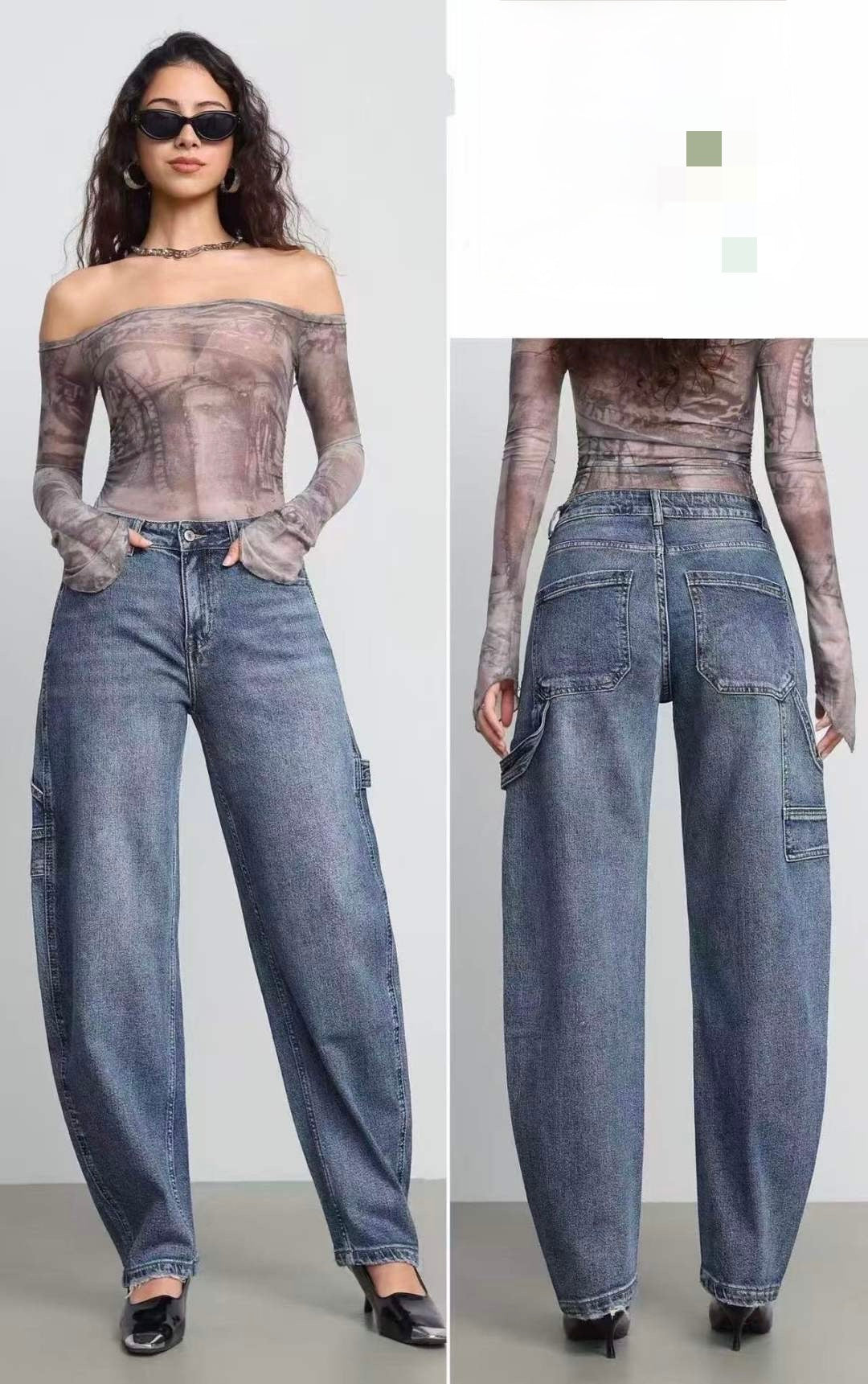 JEANS A BALLON LAVAGGIO VINTAGE
