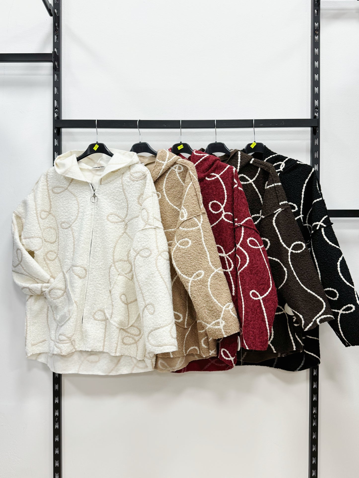 CAPPOTTO DISEGNI IN FILO CON CAPPUCCIO