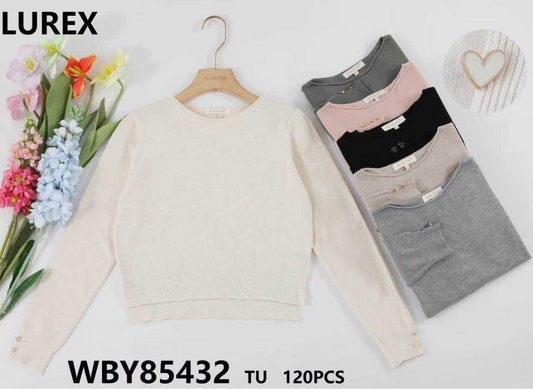 MAGLIERIA CON CUORICINI SUI POLSINI CON LUREX