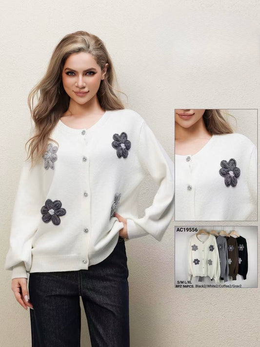 CARDIGAN CON FIORI BOTTONI ZIRCONI