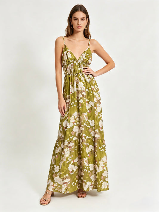 VESTITO LUNGO A BRETELLE SOTTILI A FIORI