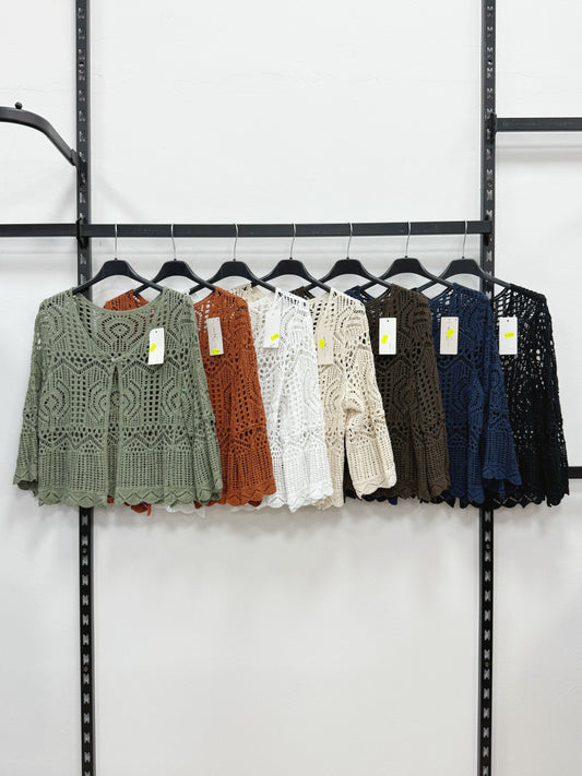 CARDIGAN TRAFORATA A MANICHE 3/4