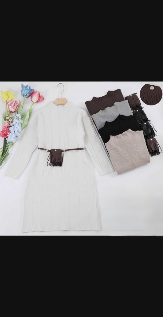 MAGLIERIA VESTITO A LUPETTO CON BORSELLINO A FRANGE