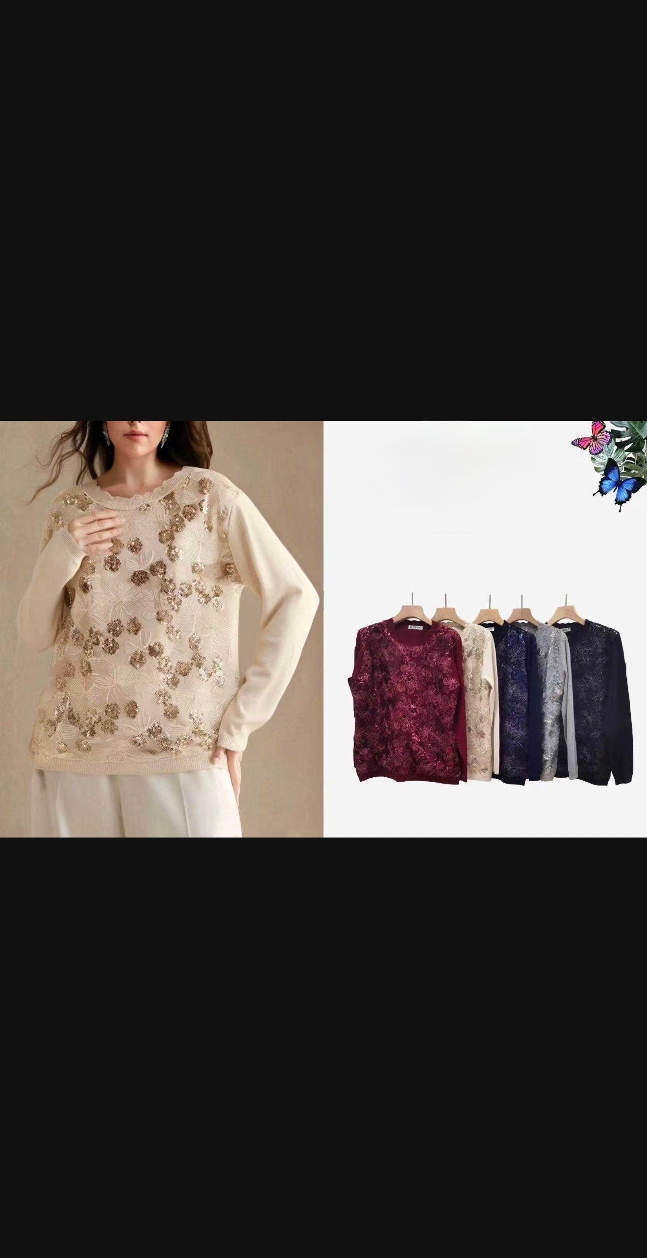 MAGLIERIA CON RICAMATO PAILLETTES