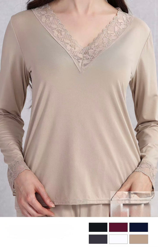 MAGLIETTA A MANICHE LUNGHE CON PIZZO TERMICO