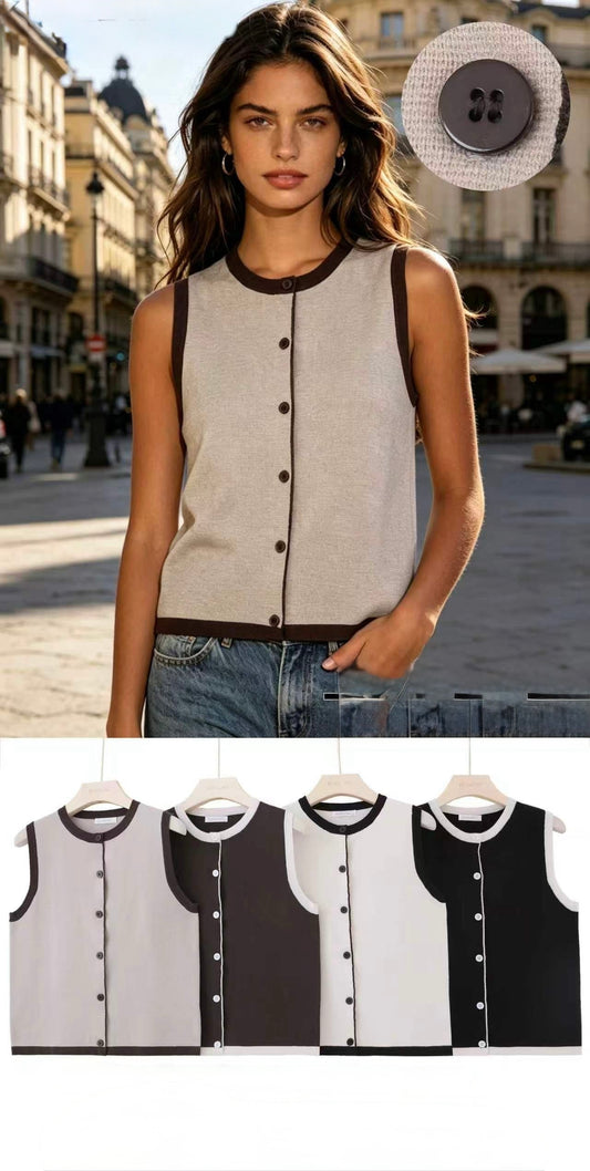 GILET DI MAGLIONE CON BORDINO