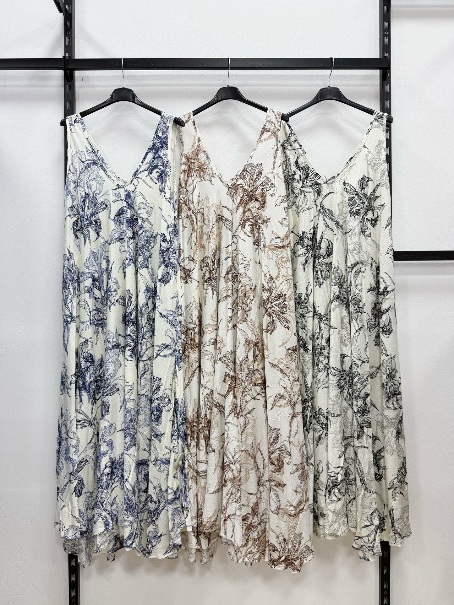 VESTITO LUNGO SMANICATE A SCOLLO V A FANTASIA TAGLIA CURVY
