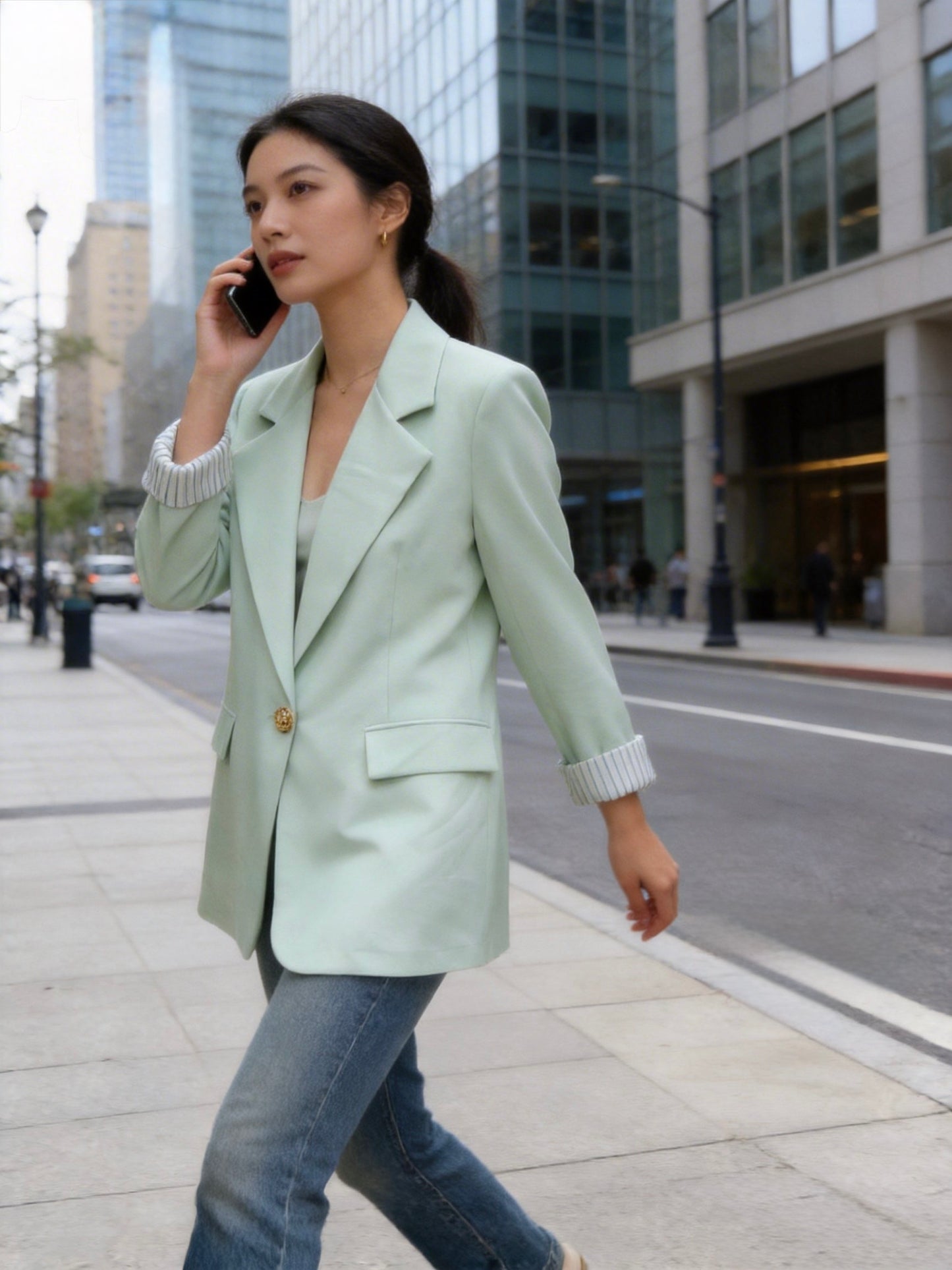 BLAZER FODERATO A RIGHE OVERSIZE