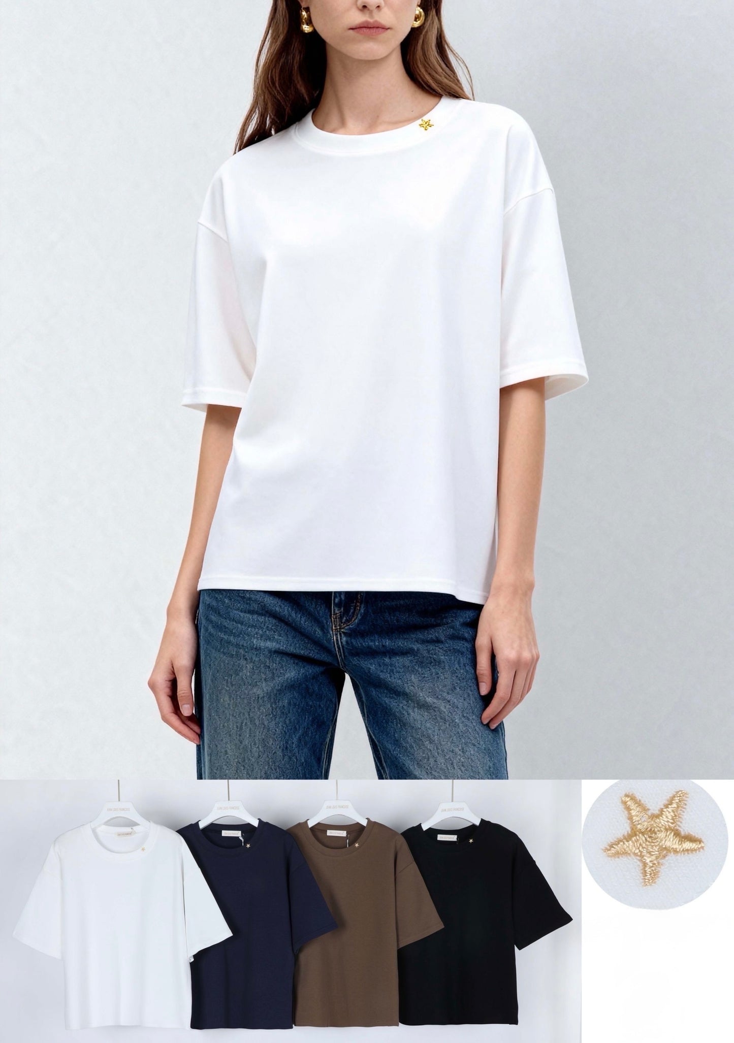 T-SHIRT CON RICAMATO DI STELLA OVERSIZE