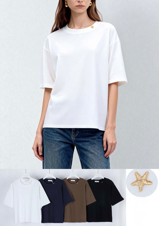 T-SHIRT CON RICAMATO DI STELLA OVERSIZE