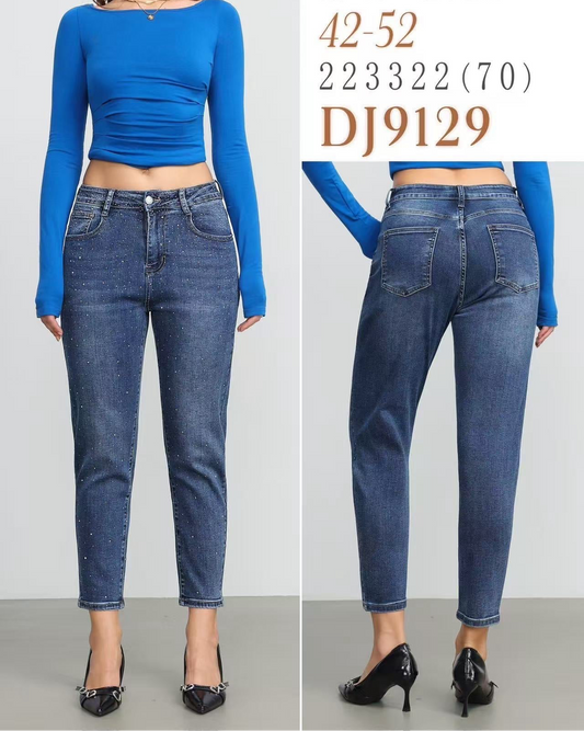 JEANS MOM FIT CON BRILLANTINI